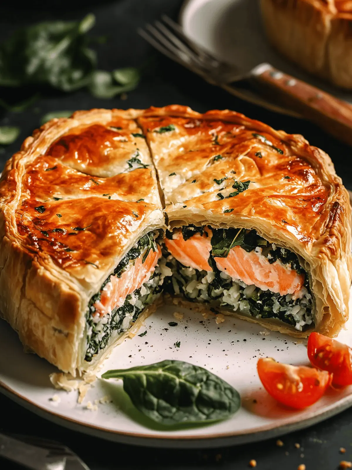 Rice & Spinach Puff Pastry Salmon Cake: Effortless Elegance at Home 4 Rice & Spinach Puff Pastry Salmon Cake