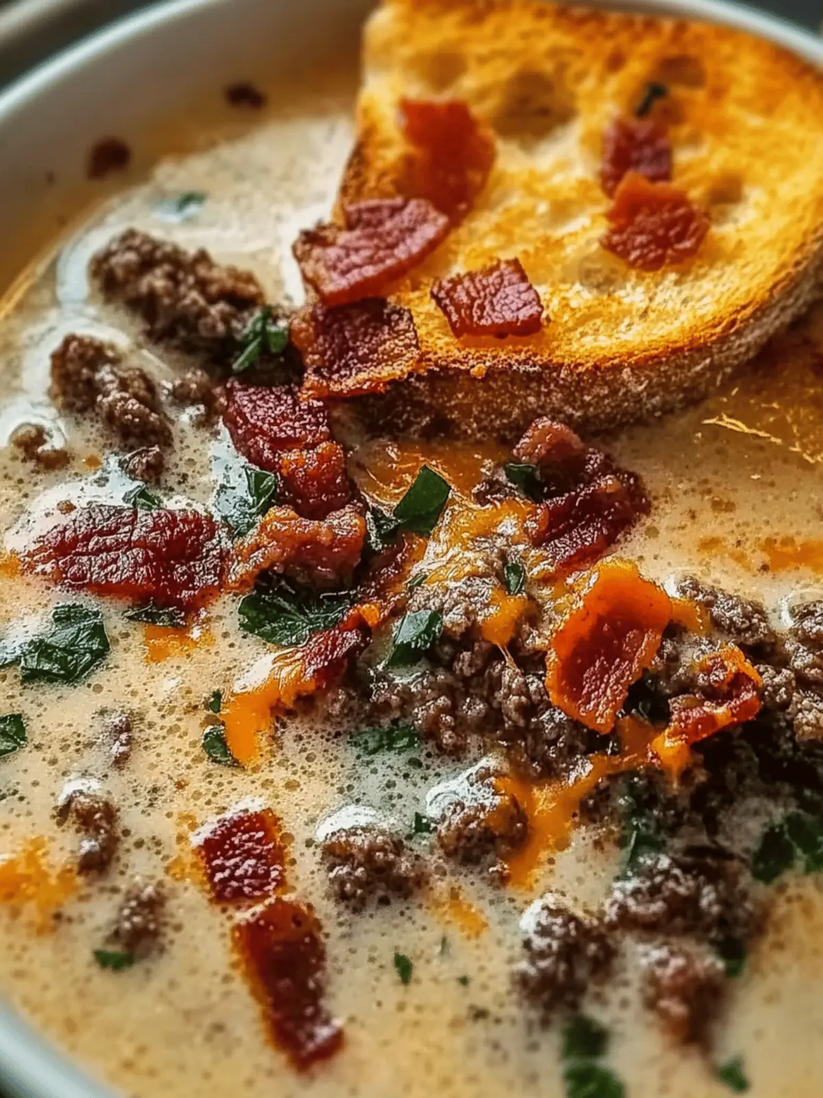 One-Pot Philly Cheesesteak Soup with Bacon & Cheesy Toast Comfort! 5 one-pot Philly cheesesteak soup with bacon and cheesy toast