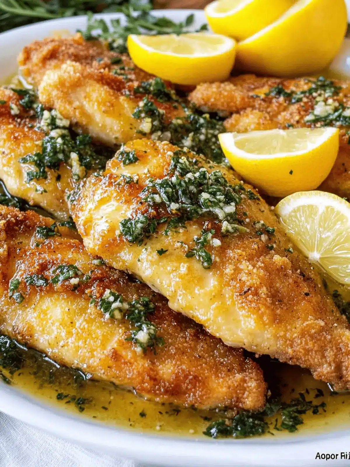 Savory Chicken Salmoriglio: Crispy Cutlets with Zesty Sauce 2 Chicken Salmoriglio