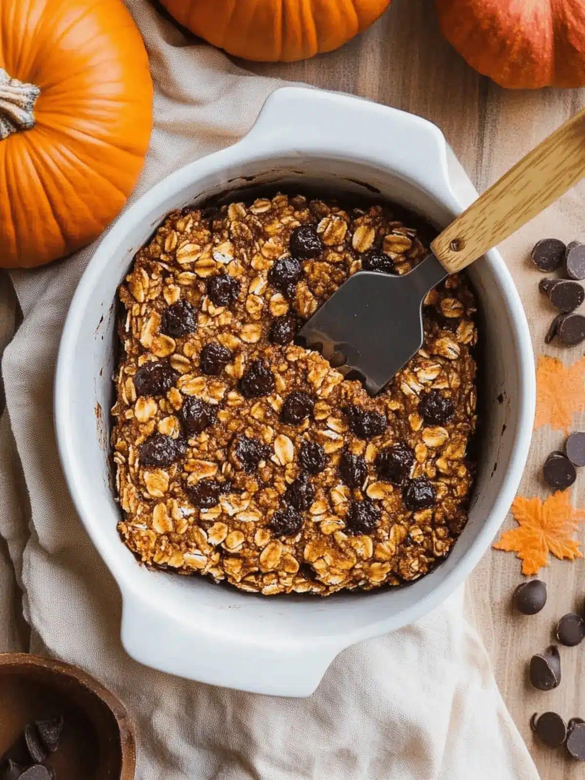 Higher Protein Pumpkin Baked Oatmeal with Chocolate Chips Delight 5 Higher Protein Pumpkin Baked Oatmeal with Chocolate Chips