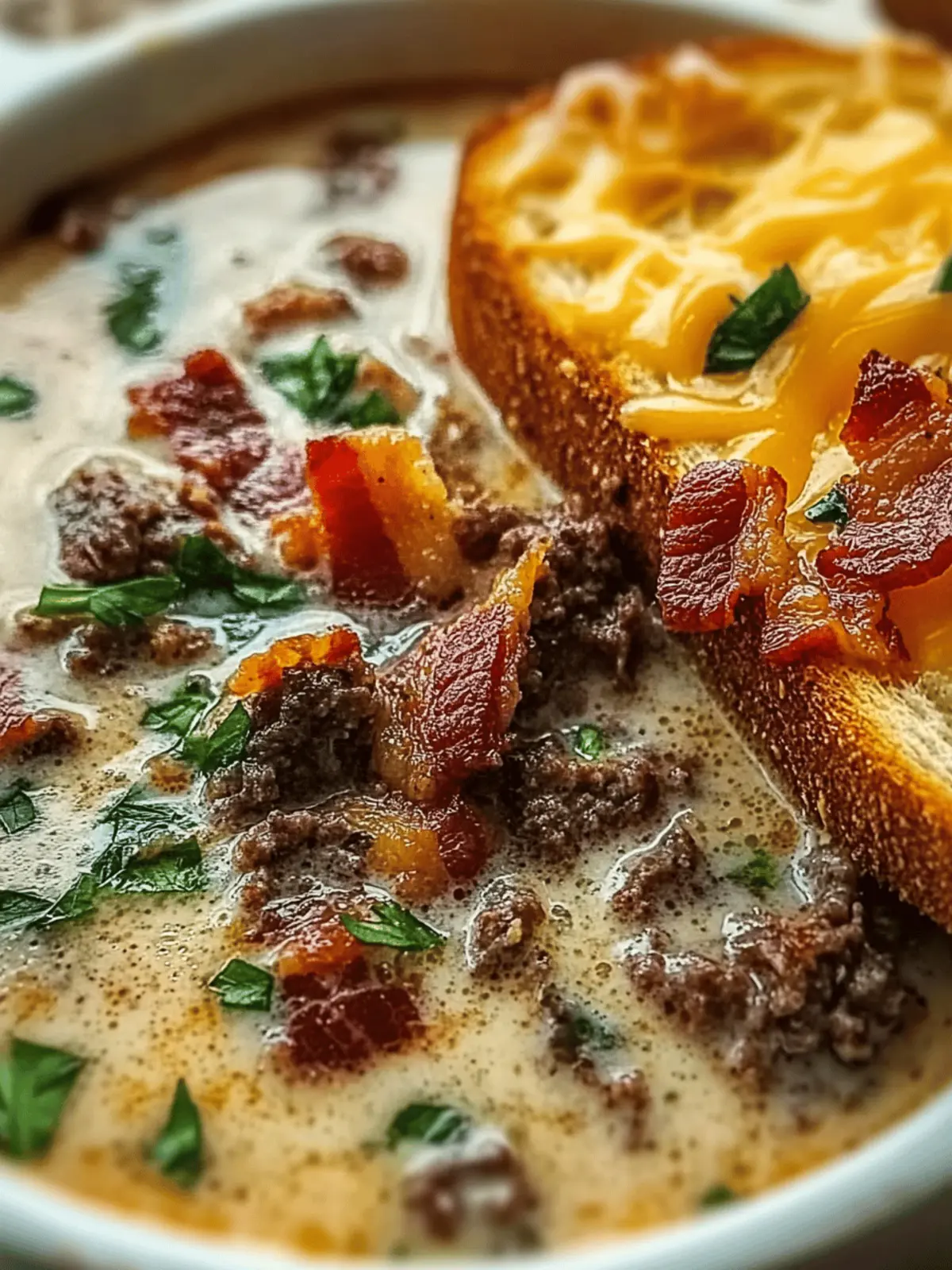 One-Pot Philly Cheesesteak Soup with Bacon & Cheesy Toast Comfort! 3 one-pot Philly cheesesteak soup with bacon and cheesy toast