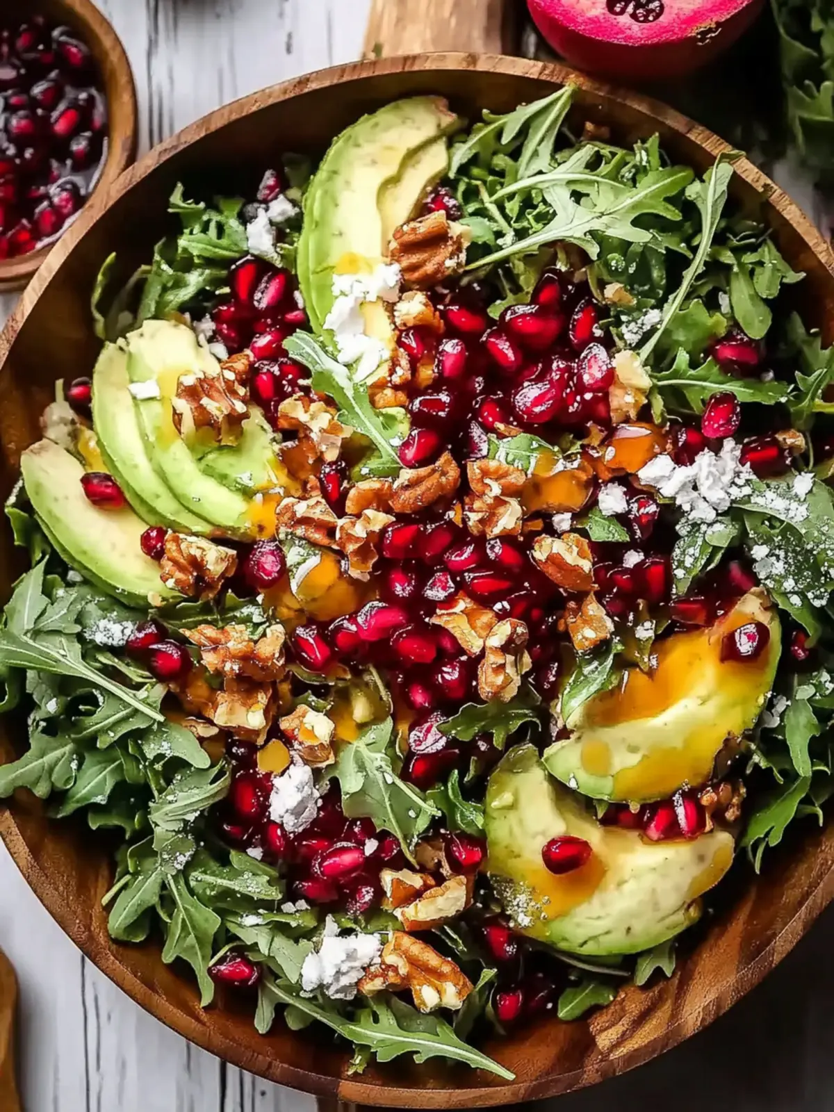 Festive Pomegranate Christmas Salad with Honey Mustard Dressing 3 Pomegranate Christmas Salad with Honey Mustard Dressing