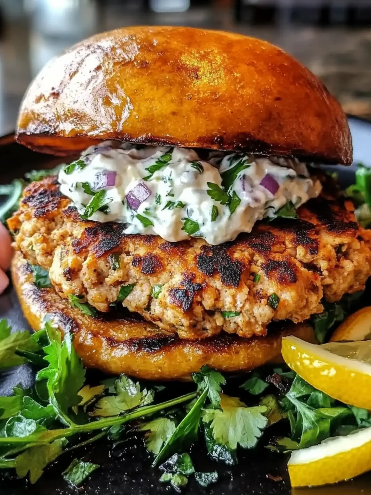 Savory Moroccan Ground Chicken Patties with Zesty Lemon Mayo 4 Moroccan Ground Chicken Patties with Preserved Lemon Mayo