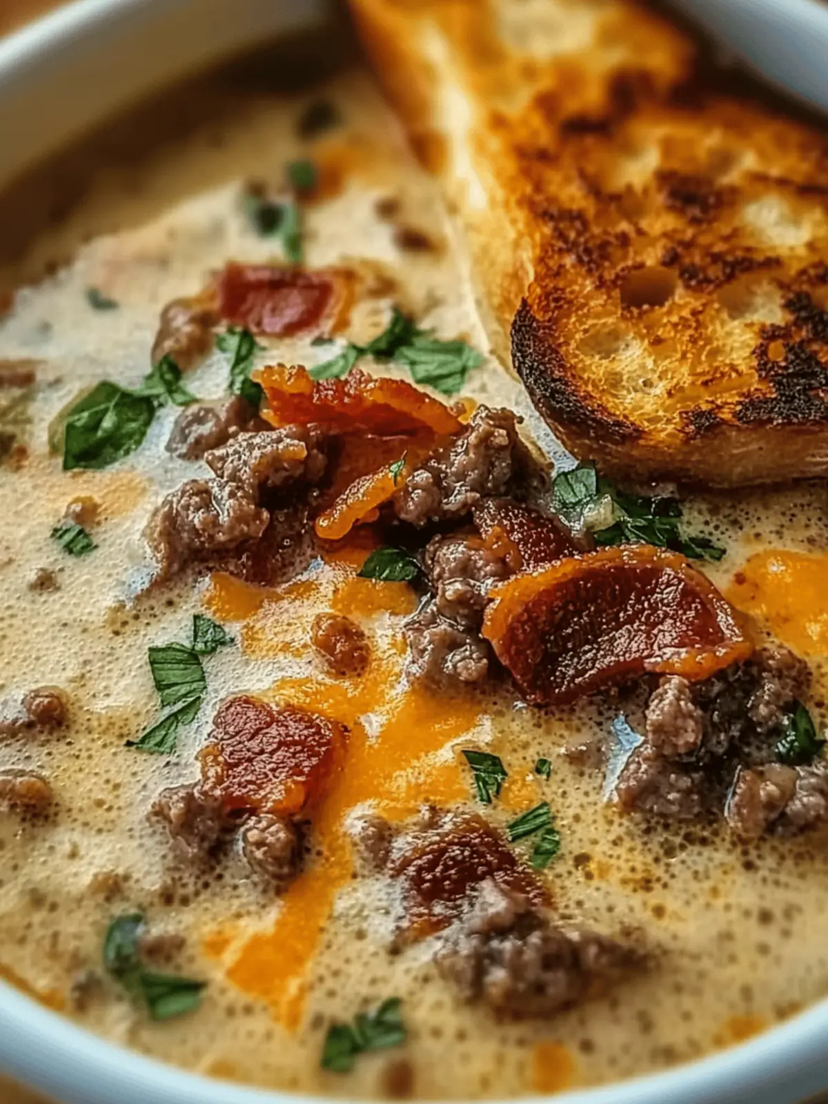 One-Pot Philly Cheesesteak Soup with Bacon & Cheesy Toast Comfort! 2 one-pot Philly cheesesteak soup with bacon and cheesy toast