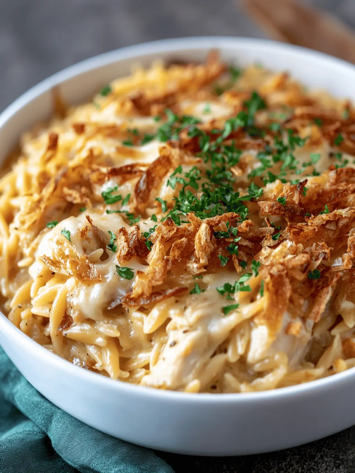 Comforting French Onion Chicken Orzo Casserole You'll Love 4 French Onion Chicken Orzo Casserole