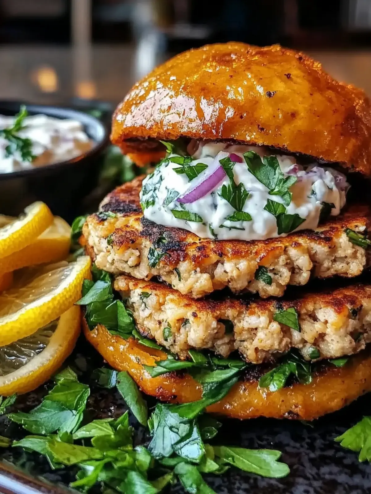 Savory Moroccan Ground Chicken Patties with Zesty Lemon Mayo 3 Moroccan Ground Chicken Patties with Preserved Lemon Mayo