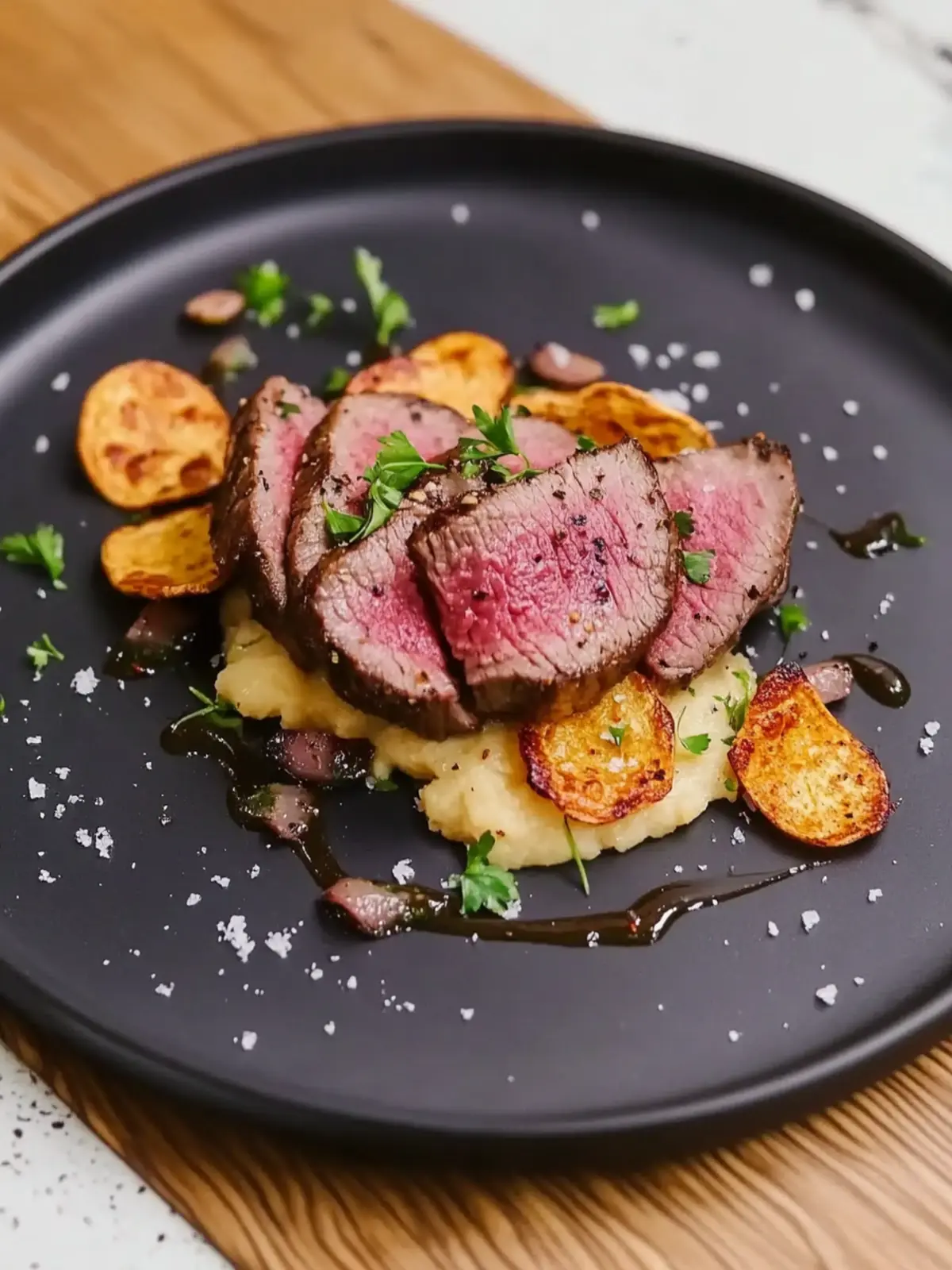 Savor Wagyu with Parsnip Puree and Crispy Parsnip Chips 4 Wagyu with Parsnip Puree and Parsnip Chips