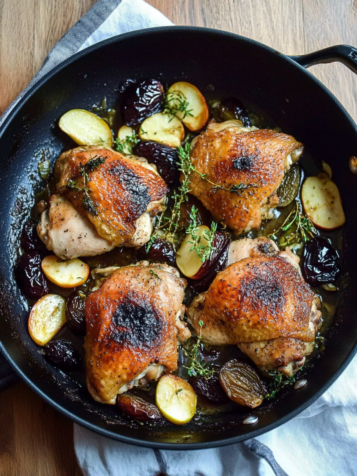 One Pan Chicken with Apples & Prunes: Autumn's Cozy Delight 2 One Pan Chicken with Apples & Prunes