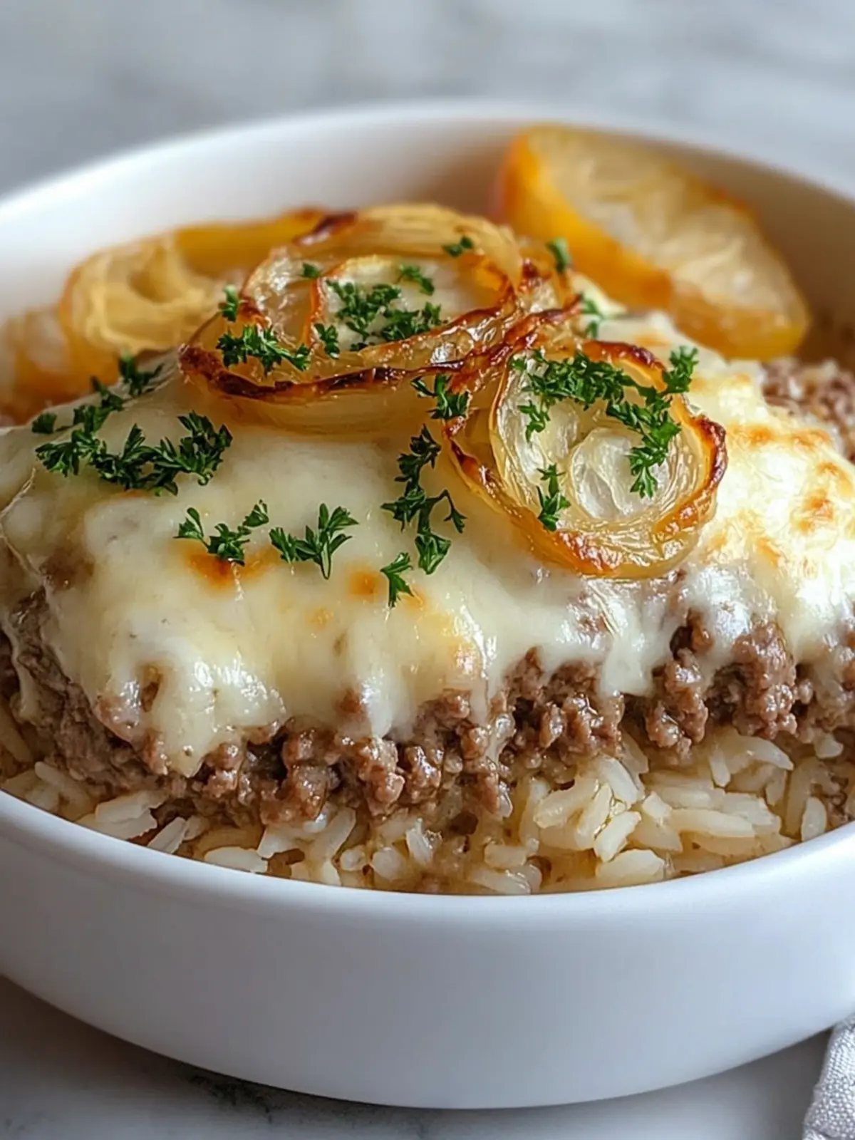 Cozy Up with French Onion Ground Beef and Rice Casserole 2 French Onion Ground Beef and Rice Casserole