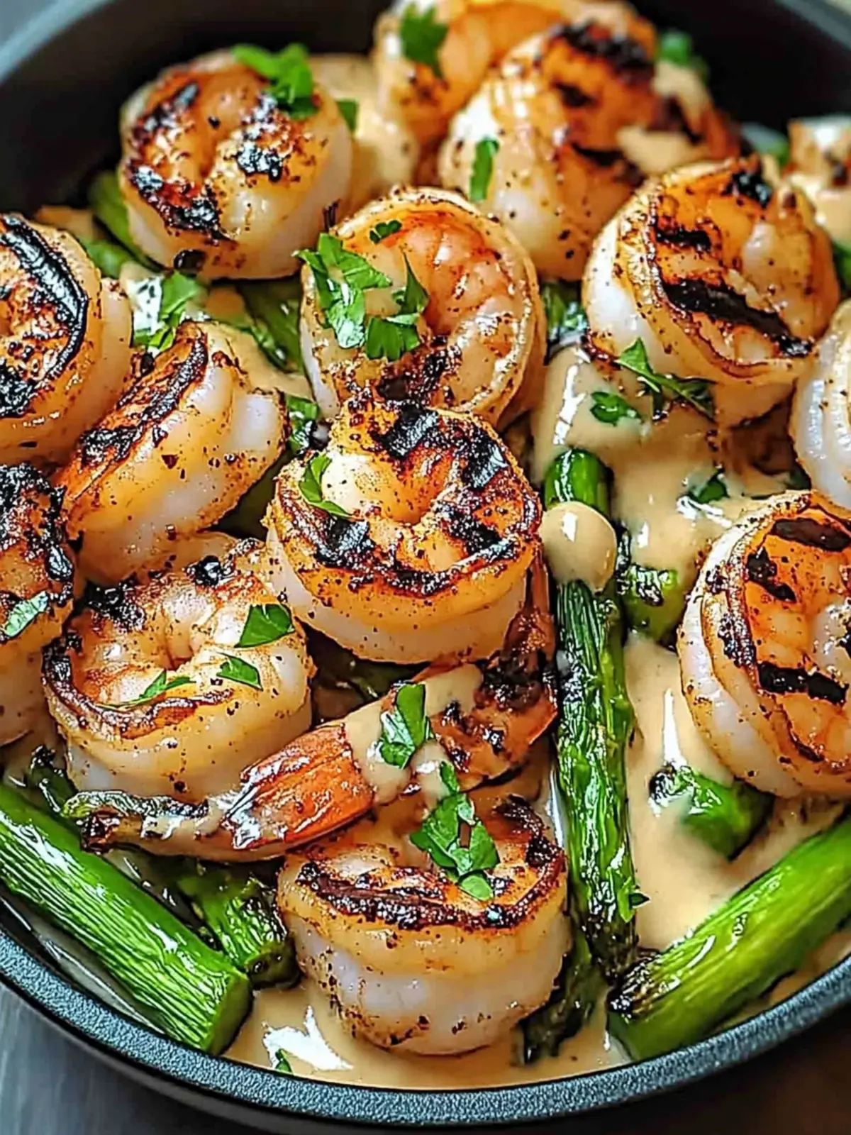 Delicious Grilled Shrimp with Asparagus and Creamy Garlic Sauce 5 Grilled Shrimp with Asparagus