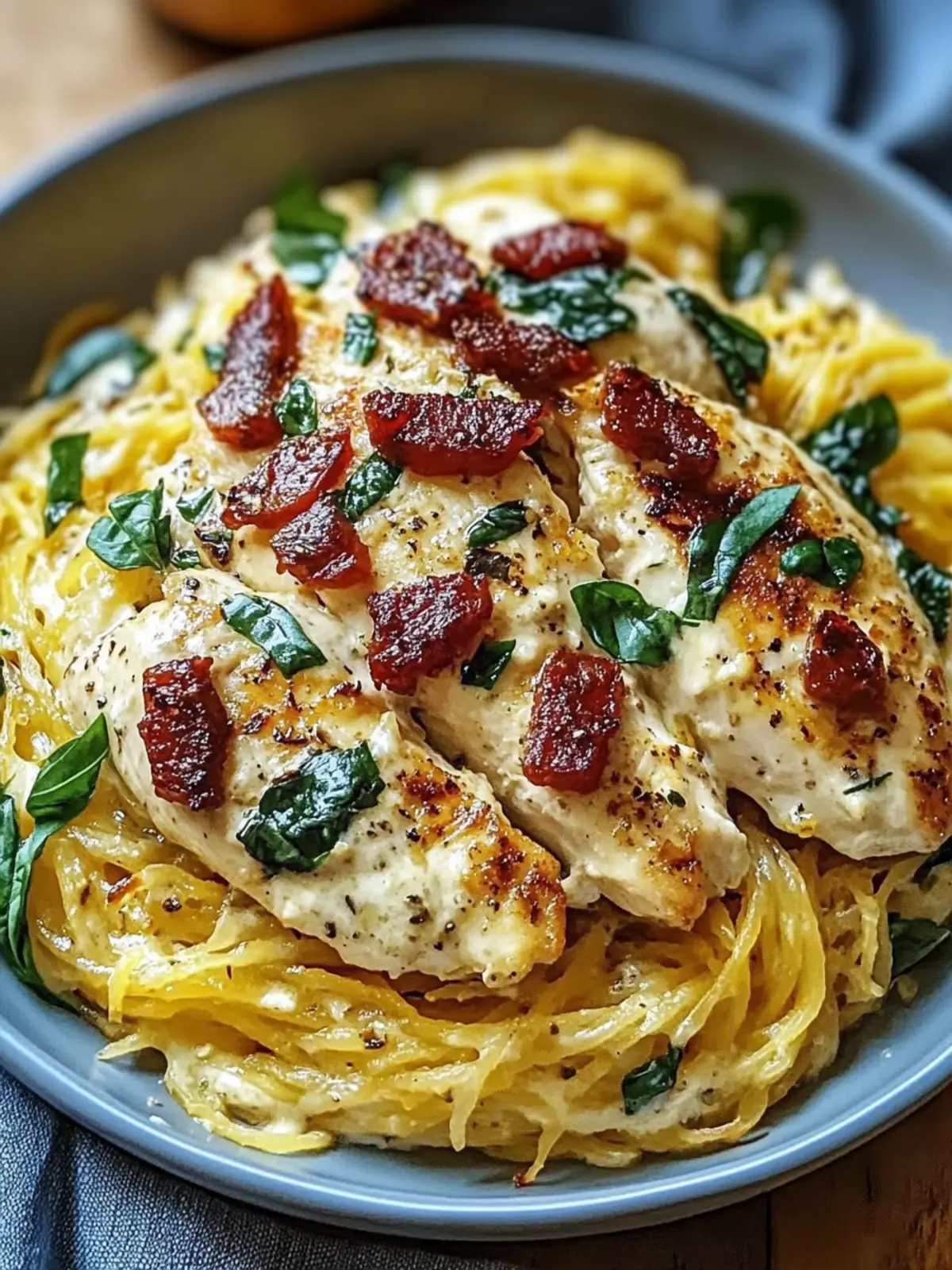 Delicious Creamy Tuscan Chicken with Spaghetti Squash Magic 4 Creamy Tuscan Chicken with Spaghetti Squash