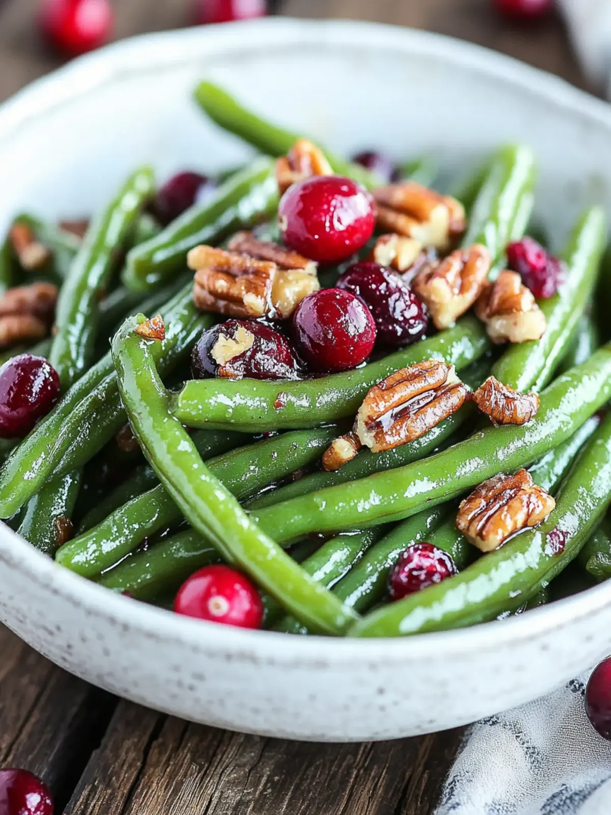Green Beans with Honey Pecan Butter and Cranberries Delight 3 Green beans with Honey Pecan Butter and Cranberries