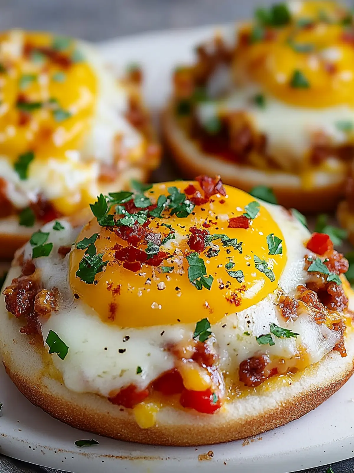 Cheesy English Muffin Breakfast Pizzas