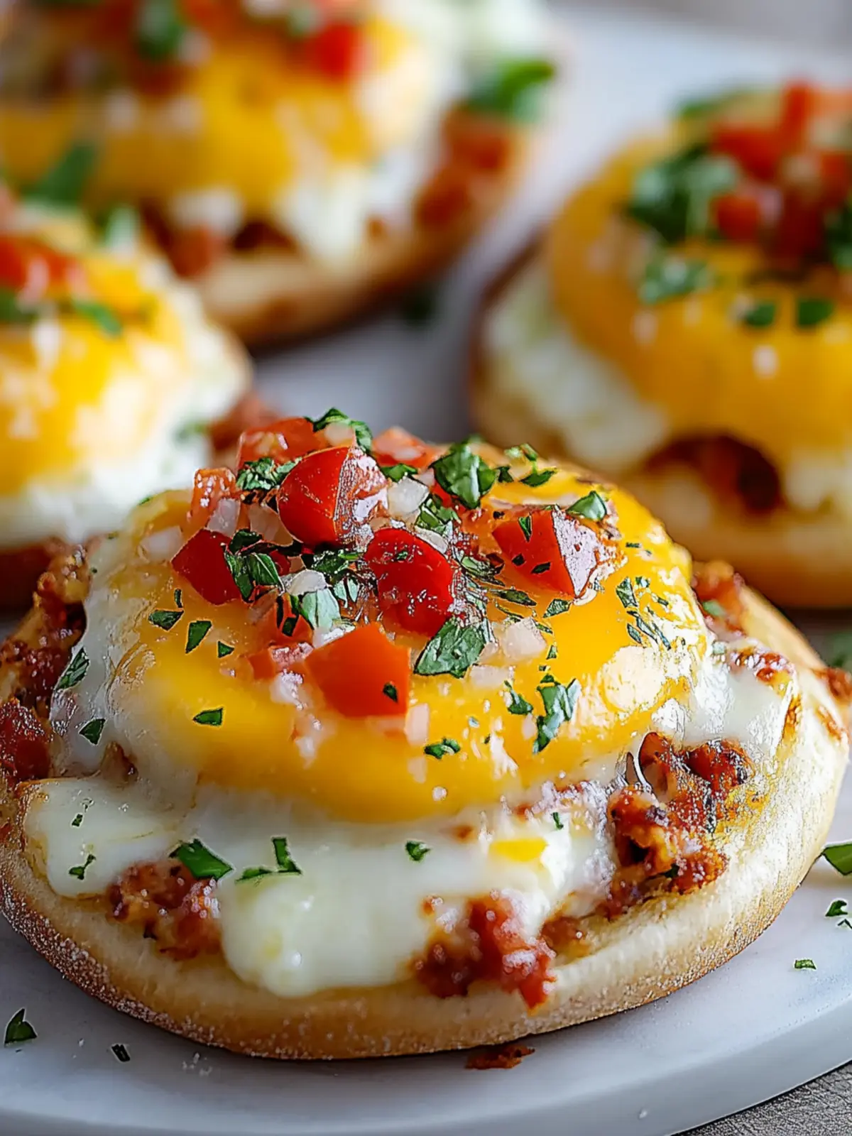 Cheesy English Muffin Breakfast Pizzas for a Cozy Morning Vibe 2 Cheesy English Muffin Breakfast Pizzas