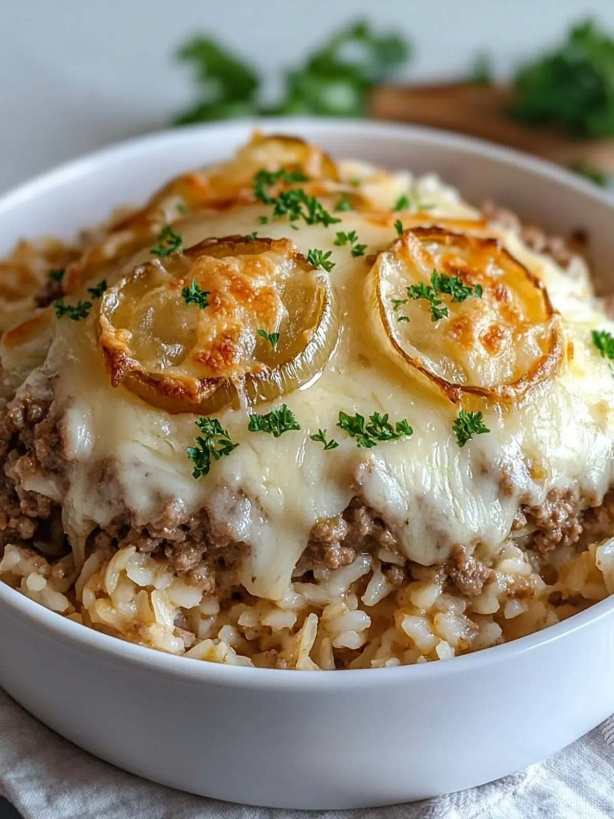 Cozy Up with French Onion Ground Beef and Rice Casserole 5 French Onion Ground Beef and Rice Casserole