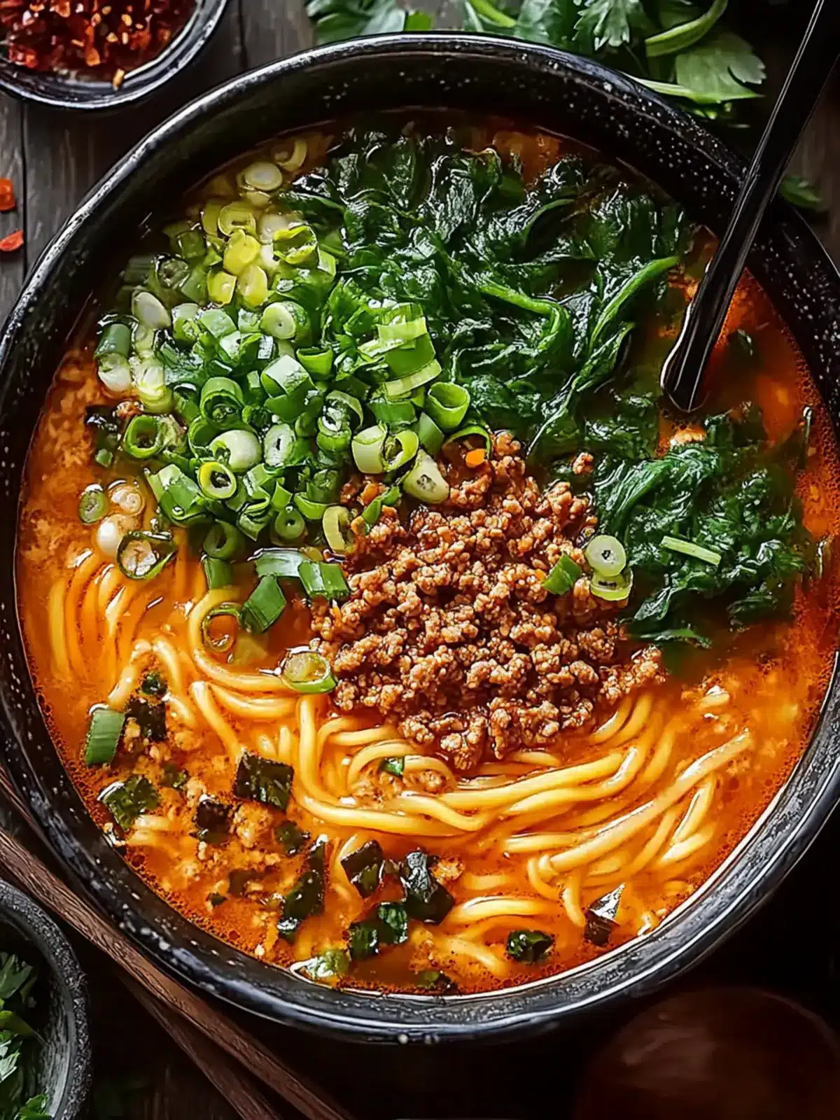 Spicy Sweet Potato Noodle Soup with Ground Chicken Bliss 5 Spicy Sweet Potato Noodle Soup with Ground Chicken
