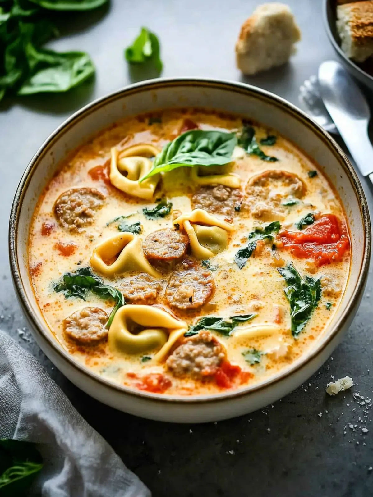 Creamy Sausage & Cheese Tortellini Soup Ready in 30 Minutes 2 Creamy Sausage & Cheese Tortellini Soup