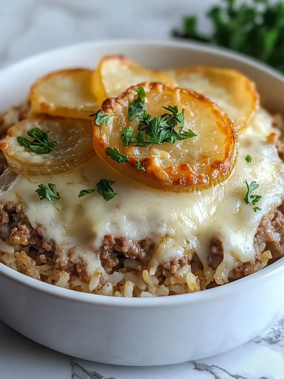 Cozy Up with French Onion Ground Beef and Rice Casserole 3 French Onion Ground Beef and Rice Casserole