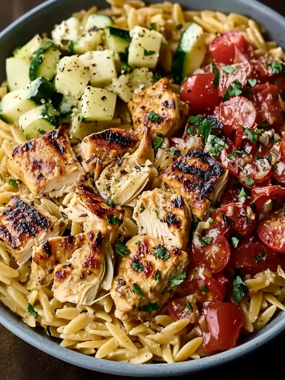 Greek Chicken Orzo with Artichokes & Fresh Vegetables Delight 2 Greek Chicken Orzo with Artichokes & Fresh Vegetables