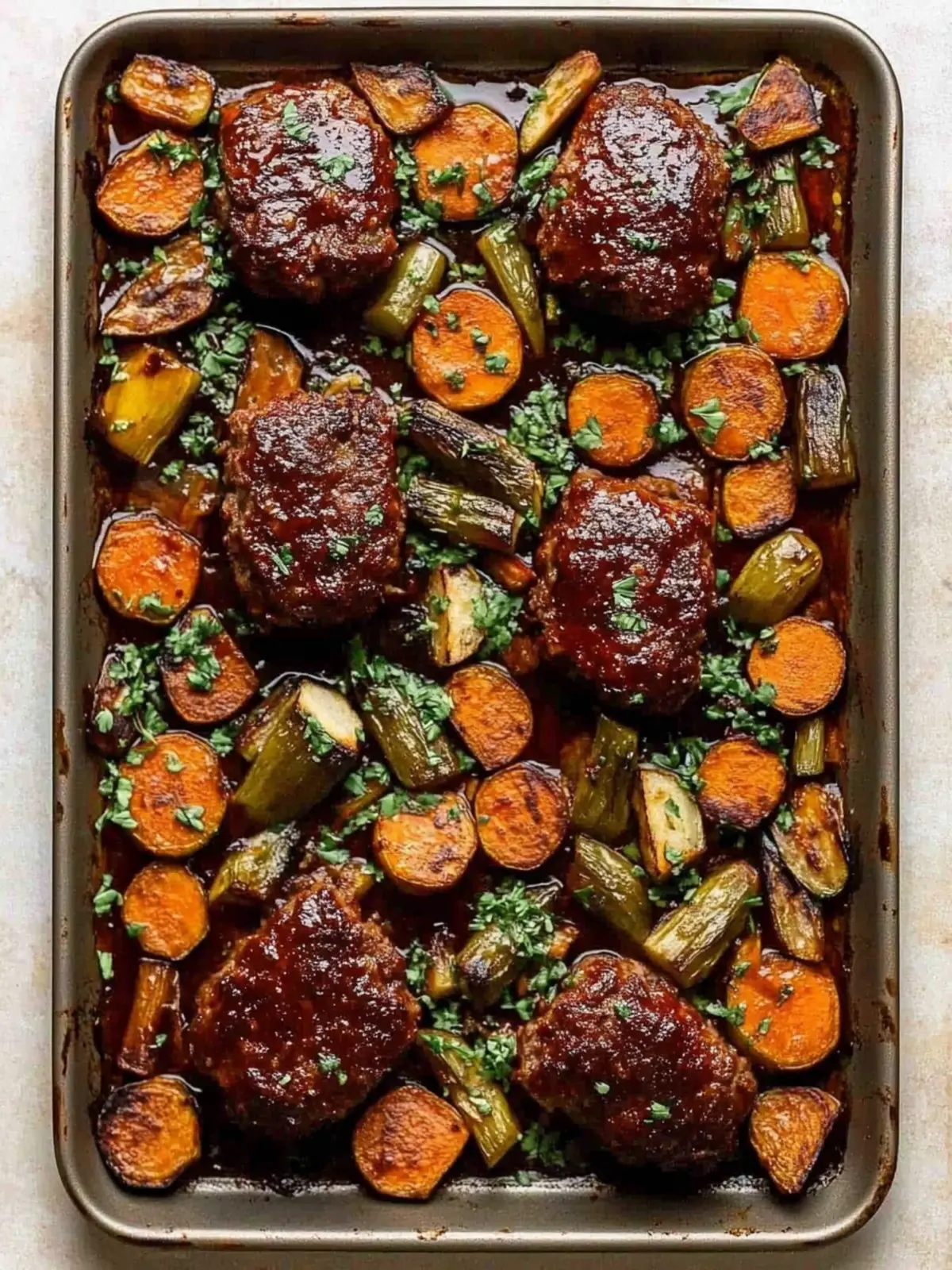 Savory Sheet Pan Mini Meatloaf with Vegetables for Family Fun 3 Sheet Pan Mini Meatloaf with Vegetables
