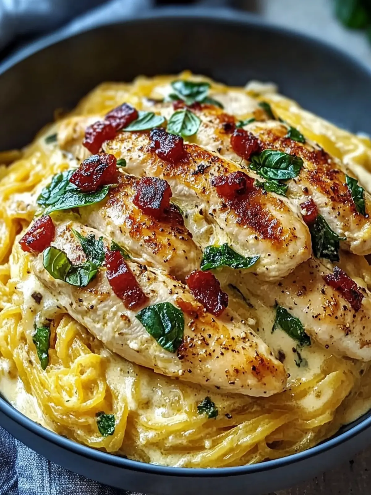 Delicious Creamy Tuscan Chicken with Spaghetti Squash Magic 5 Creamy Tuscan Chicken with Spaghetti Squash