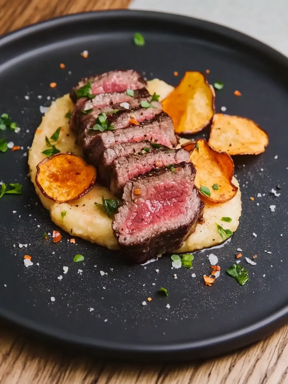 Savor Wagyu with Parsnip Puree and Crispy Parsnip Chips 2 Wagyu with Parsnip Puree and Parsnip Chips