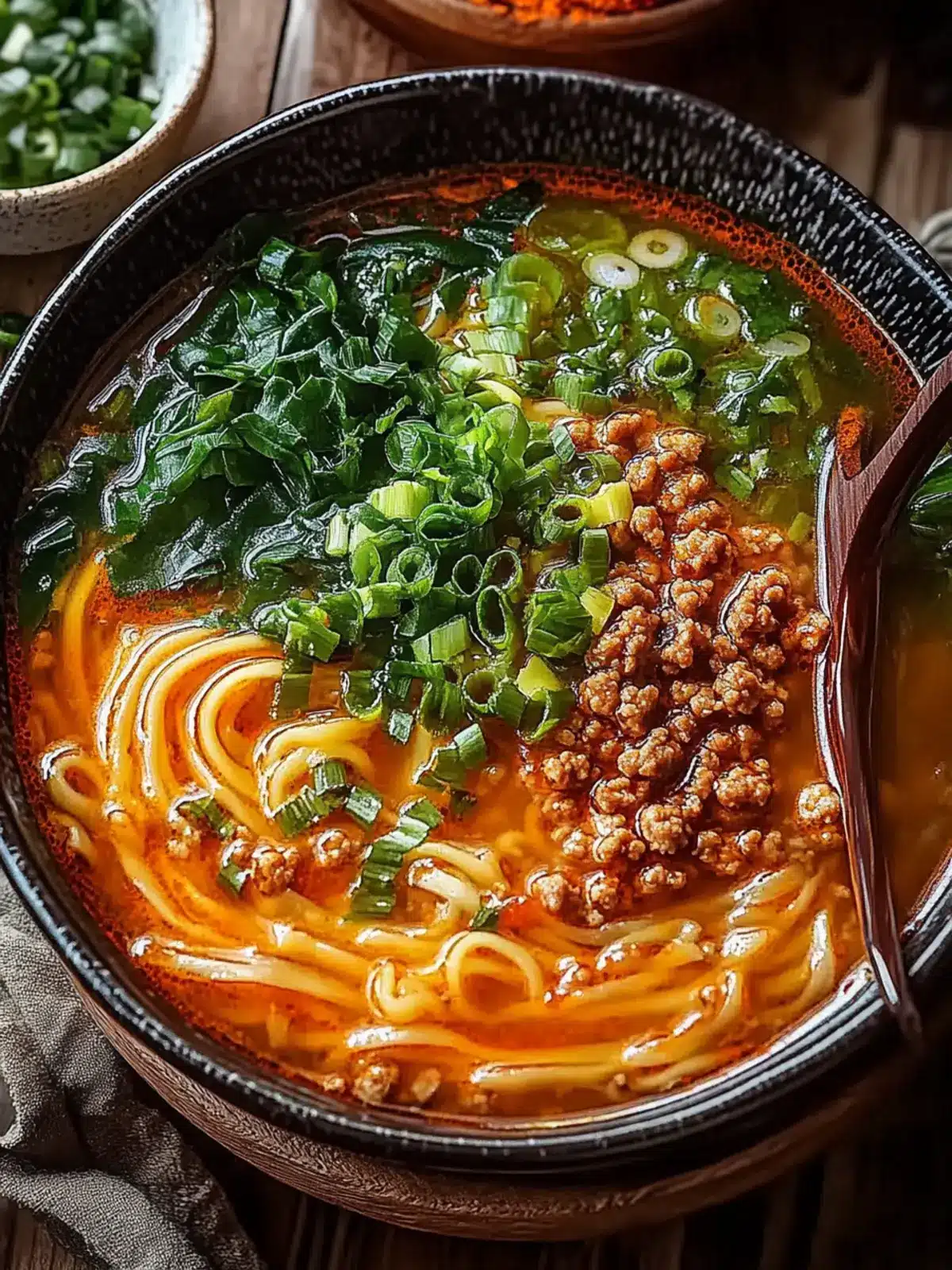 Spicy Sweet Potato Noodle Soup with Ground Chicken Bliss 3 Spicy Sweet Potato Noodle Soup with Ground Chicken