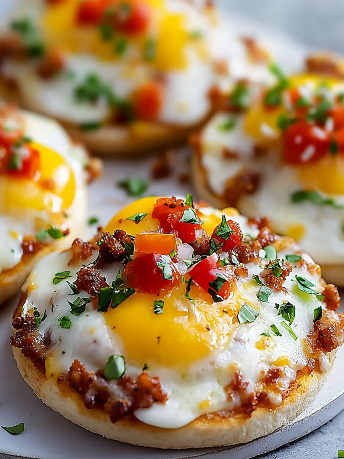 Cheesy English Muffin Breakfast Pizzas for a Cozy Morning Vibe 3 Cheesy English Muffin Breakfast Pizzas