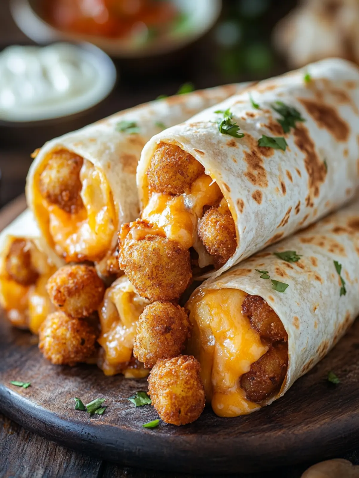 Cheesy Potato Burritos with Crispy Tater Tots for Ultimate Comfort 2 Cheesy Potato Burritos with Crispy Tater Tots