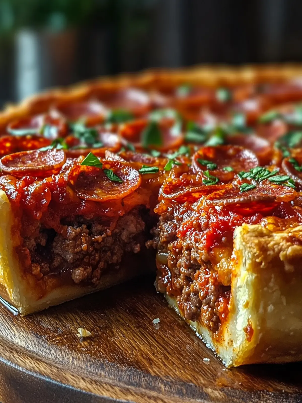 Ultimate Deep-Dish Hamburger, Sausage & Pepperoni Pie Delight 2 Deep-Dish Hamburger, Sausage & Pepperoni Pie