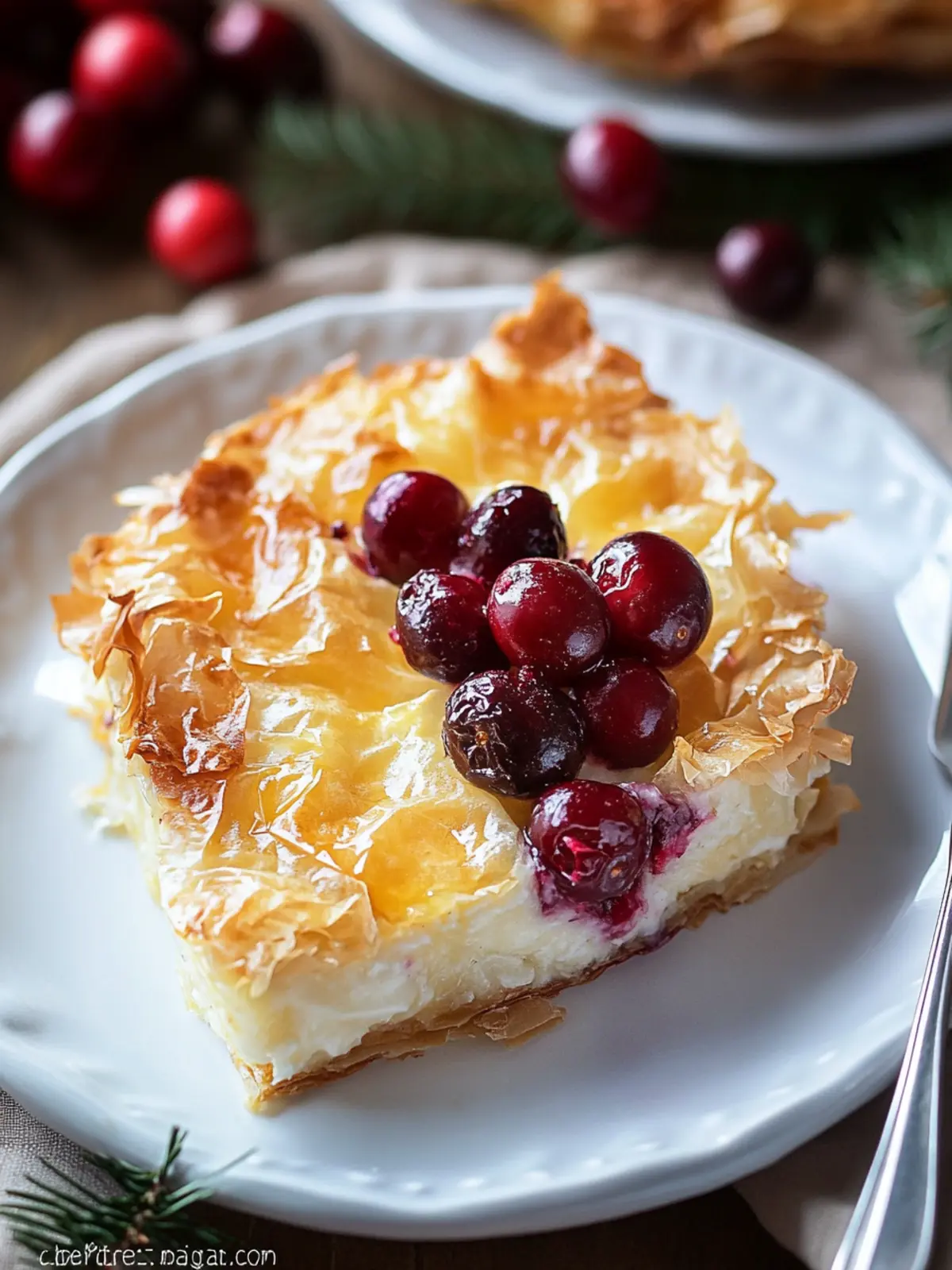 Cranberry Brie Phyllo Custard Cake for Cozy Gatherings 5 Cranberry Brie Phyllo Custard Cake