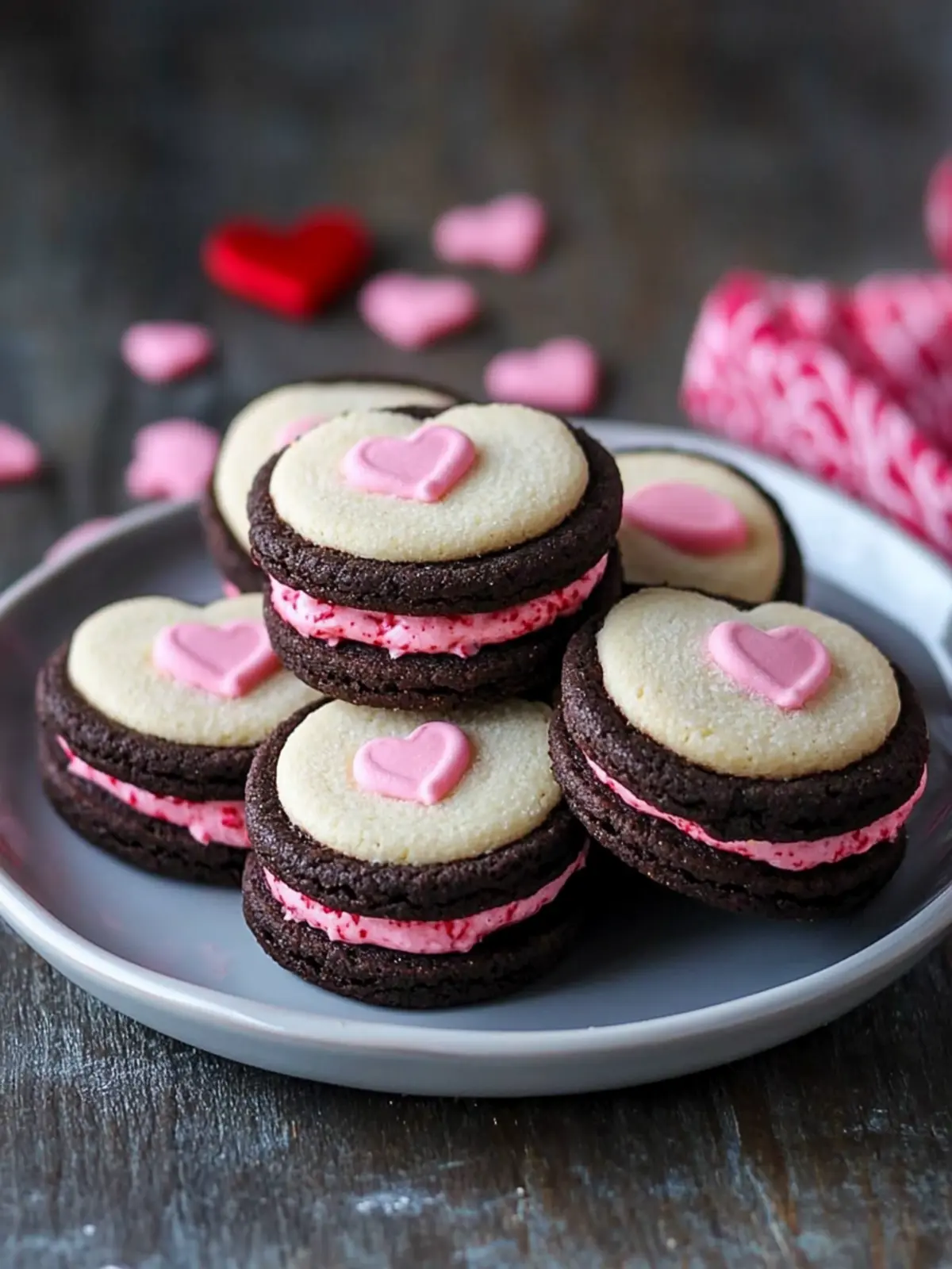 Delicious Valentine's Sandwich Cookies with Creamy Buttercream 3 Valentine Sandwich Cookies