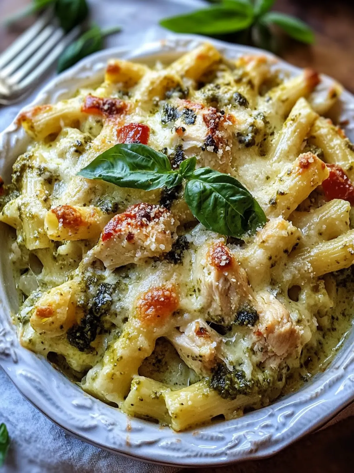Mouthwatering Creamy Pesto Chicken Pasta Bake for Cozy Nights 3 Creamy Pesto Chicken Pasta Bake
