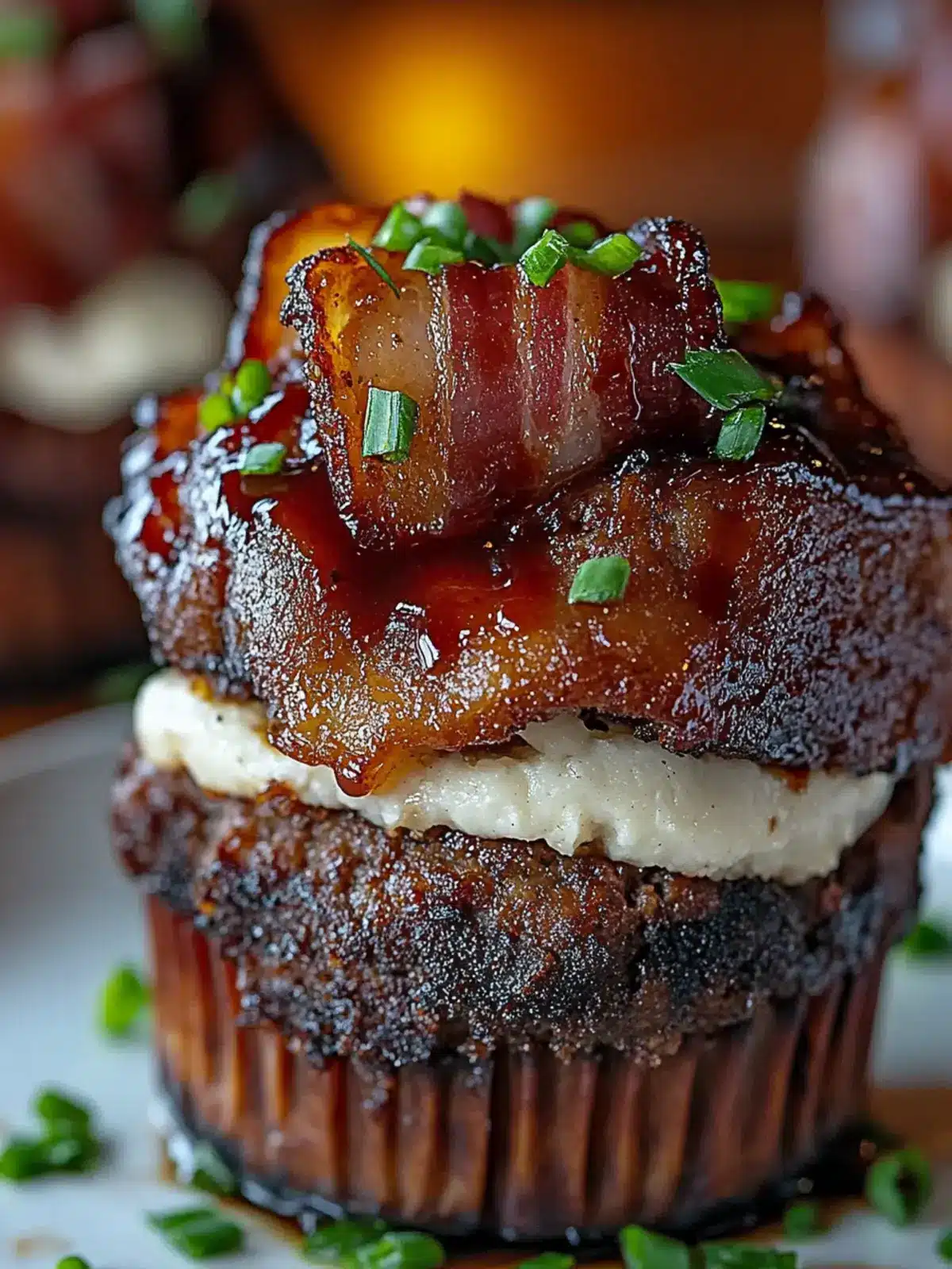 Smoky Bourbon BBQ Beef Bacon-Wrapped Meatloaf Cupcakes Bliss 2 Smoky Bourbon BBQ Beef Bacon-Wrapped Meatloaf Cupcakes