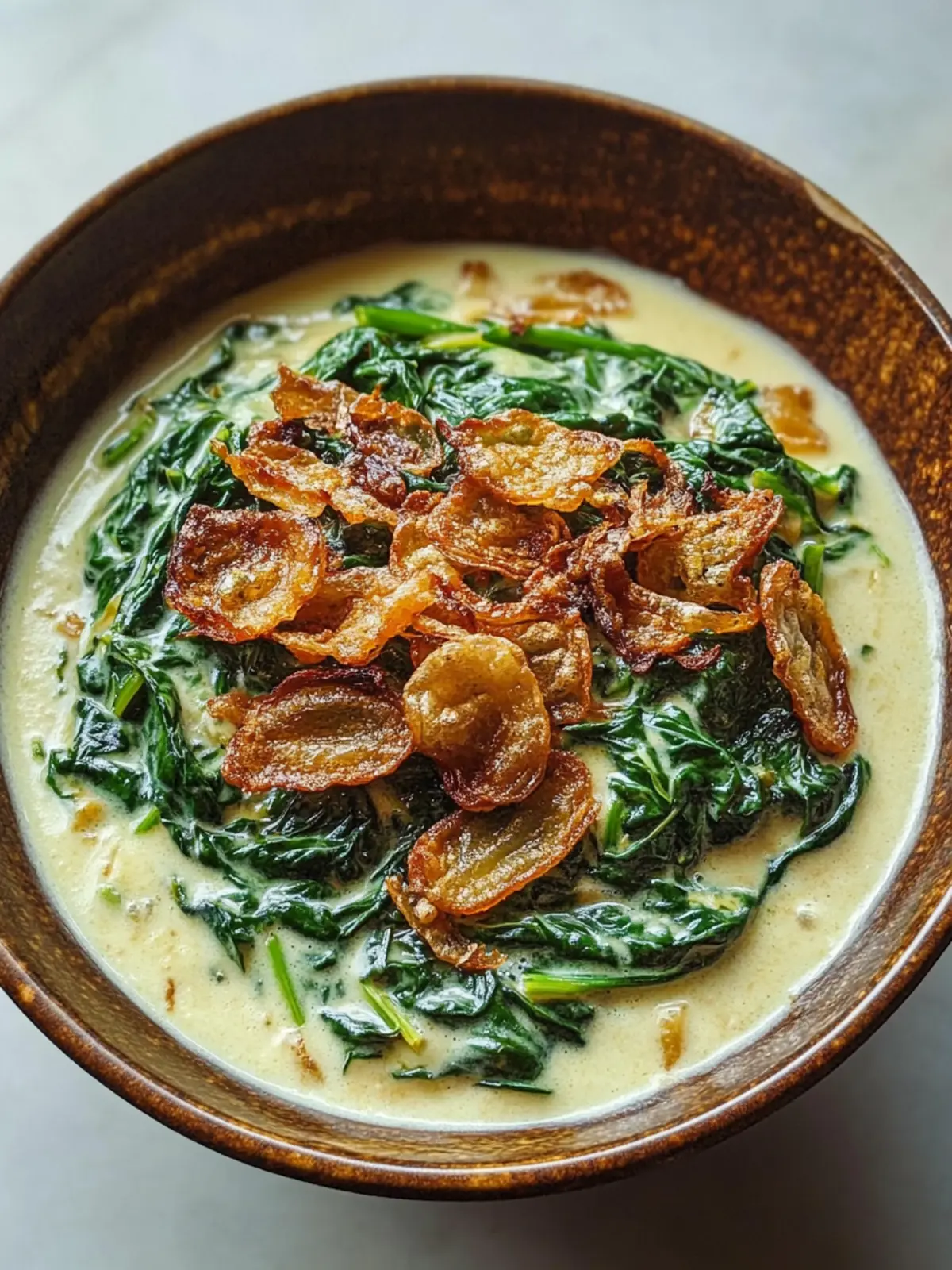 Creamed Spinach with Fried Shallots: A Quick Gourmet Delight 4 Creamed Spinach with Fried Shallots