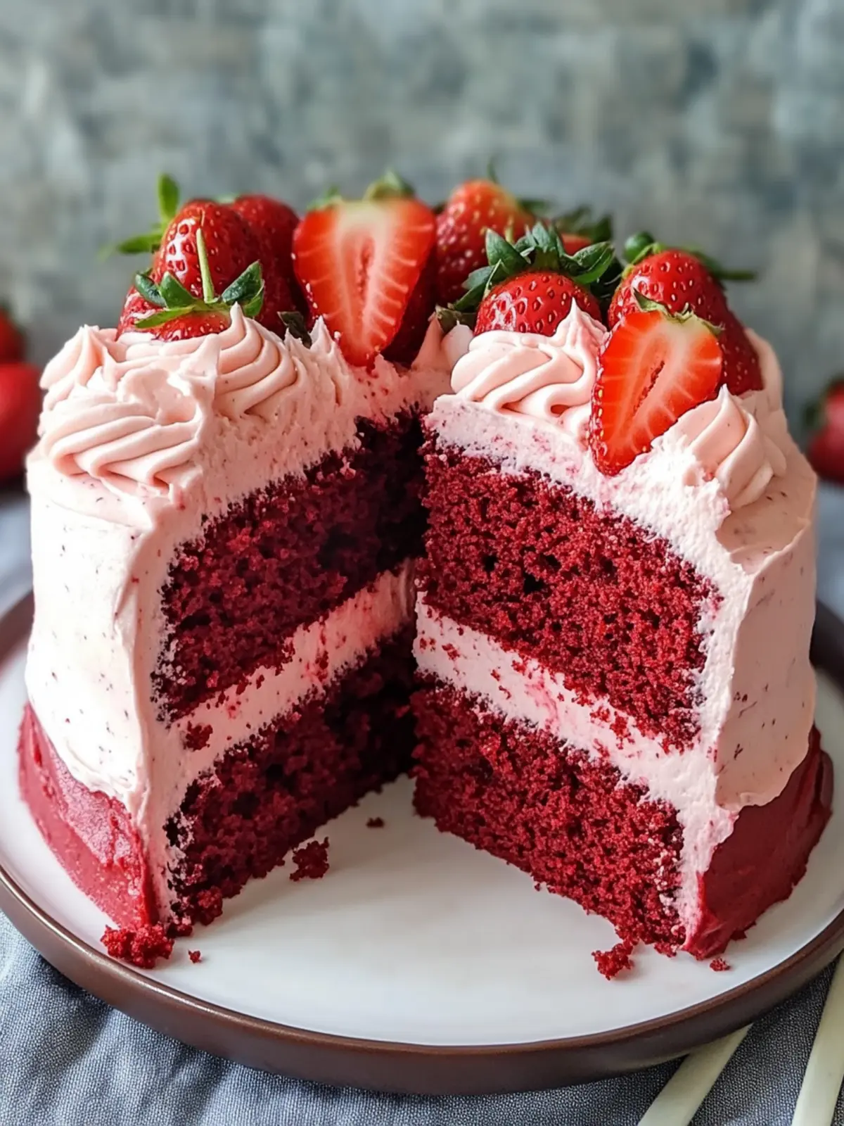 Strawberry Red Velvet Cake with Creamy Strawberry Frosting Bliss 5 Strawberry Red Velvet Cake with Creamy Strawberry Frosting