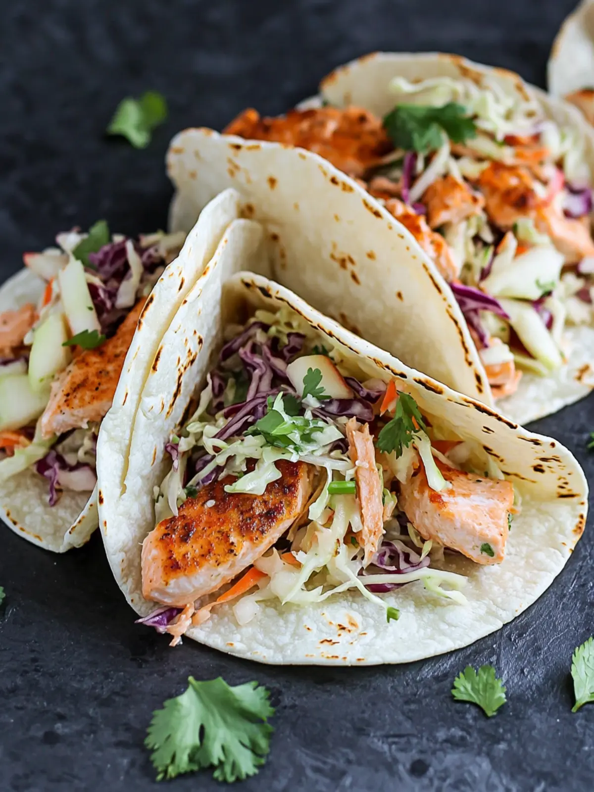 Savory Salmon Tacos with Crunchy Apple Cabbage Slaw Delight 2 Salmon Tacos with Apple Cabbage Slaw