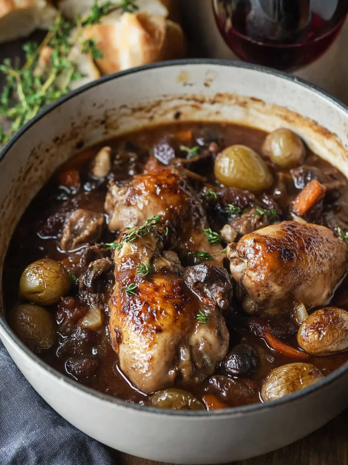 Classic Coq Au Vin: Your Cozy Dinner Solution Tonight 3 Classic Coq Au Vin (Chicken in Red Wine)