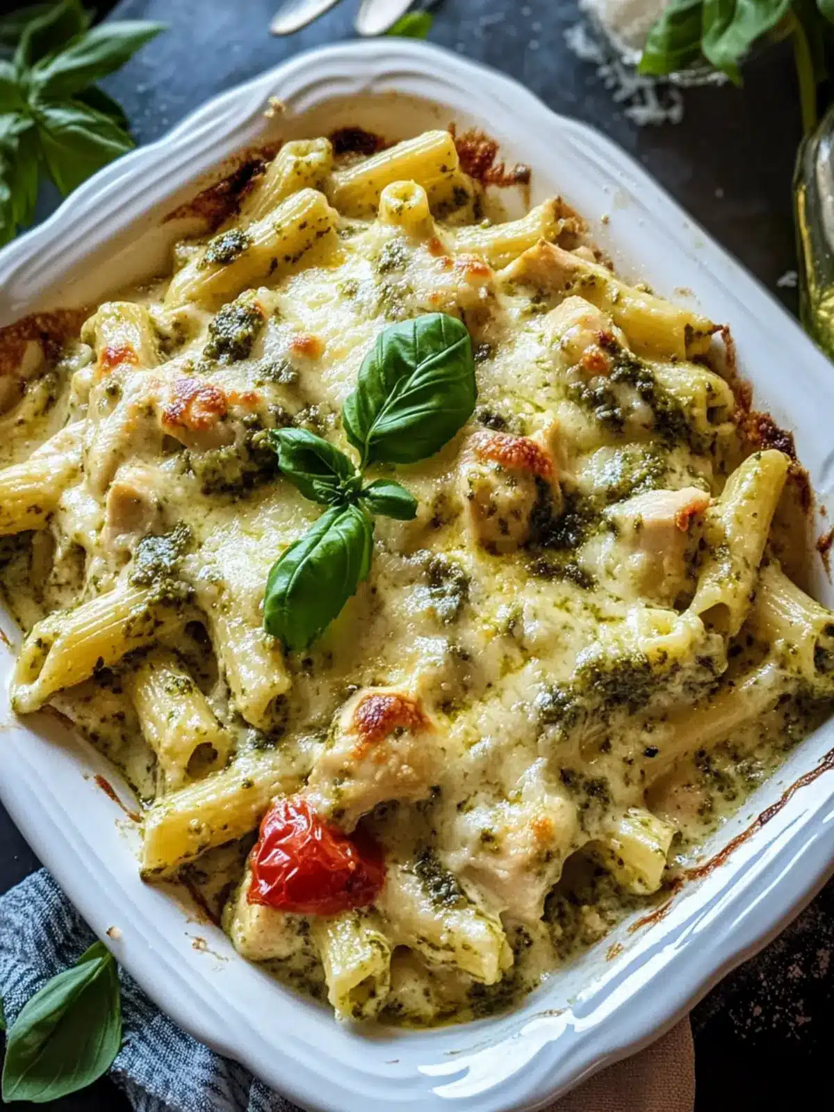 Mouthwatering Creamy Pesto Chicken Pasta Bake for Cozy Nights 5 Creamy Pesto Chicken Pasta Bake