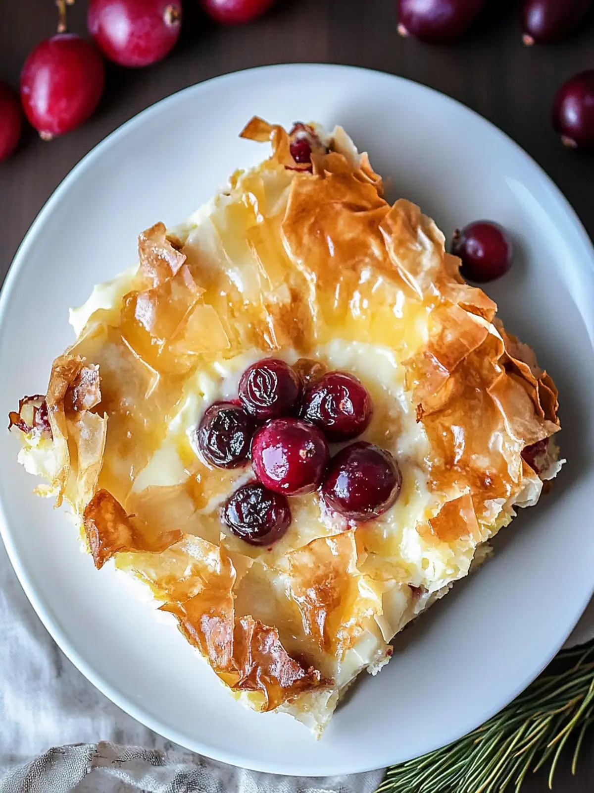 Cranberry Brie Phyllo Custard Cake for Cozy Gatherings 4 Cranberry Brie Phyllo Custard Cake