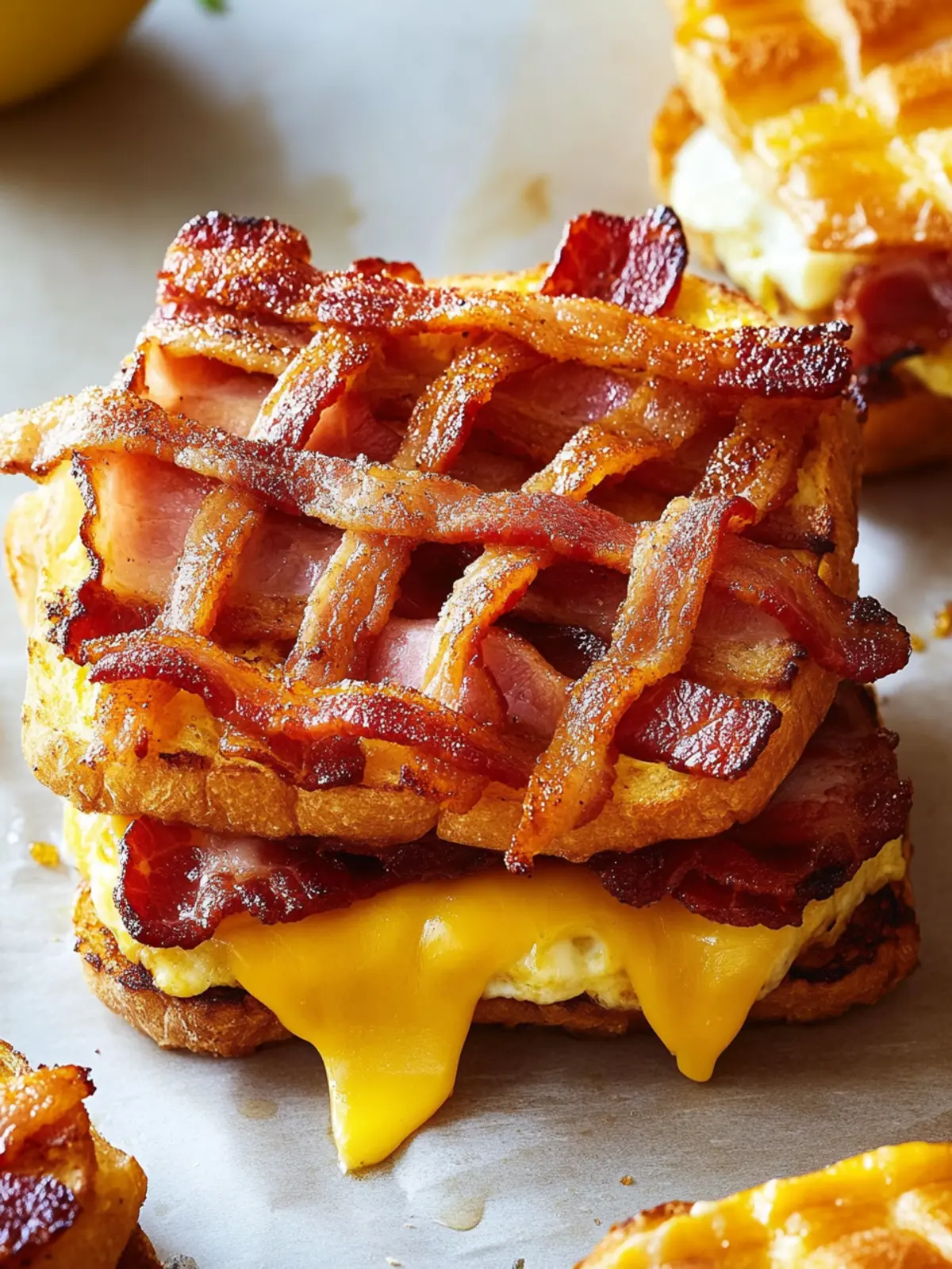 Savor the Day with a Quirky Bacon Weave Breakfast Sandwich 4 Bacon Weave Breakfast Sandwich