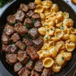 Cajun Steak Bites and Cheesy Garlic Shells Skillet Delight 9 Cajun Steak Bites and Cheesy Garlic Shells Skillet