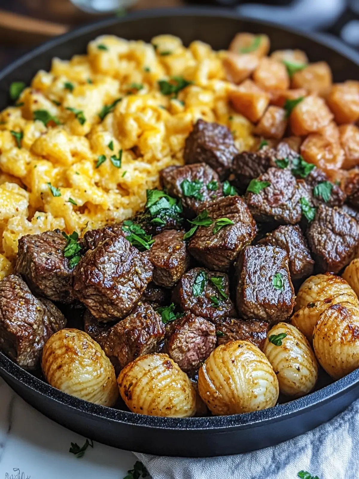 Cajun Steak Bites and Cheesy Garlic Shells Skillet Delight 3 Cajun Steak Bites and Cheesy Garlic Shells Skillet