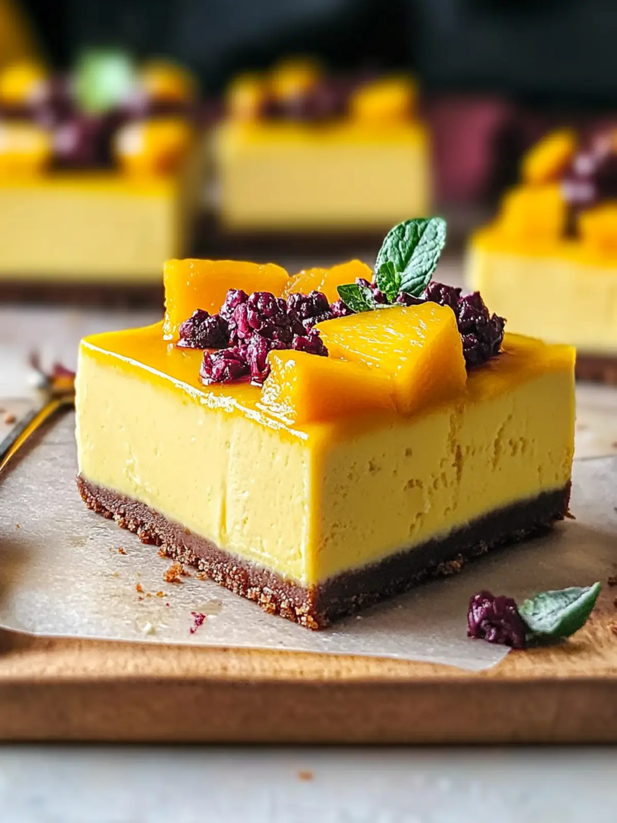 Delicious Vegan Mango Cheesecake Bars for Guilt-Free Indulgence 3 Vegan Mango Cheesecake Bars