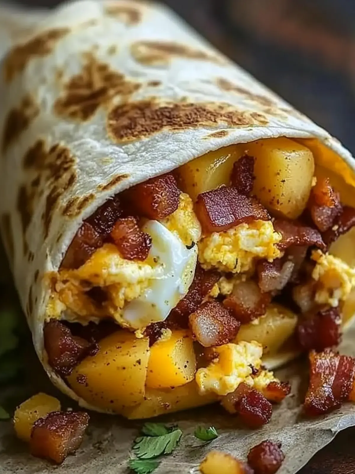 Crispy Bacon Egg and Cheese Burrito with Potatoes Delight 4 Crispy Bacon Egg and Cheese Burrito with Potatoes