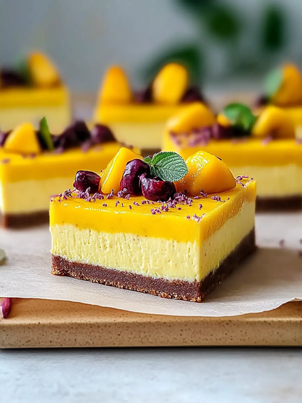 Delicious Vegan Mango Cheesecake Bars for Guilt-Free Indulgence 4 Vegan Mango Cheesecake Bars