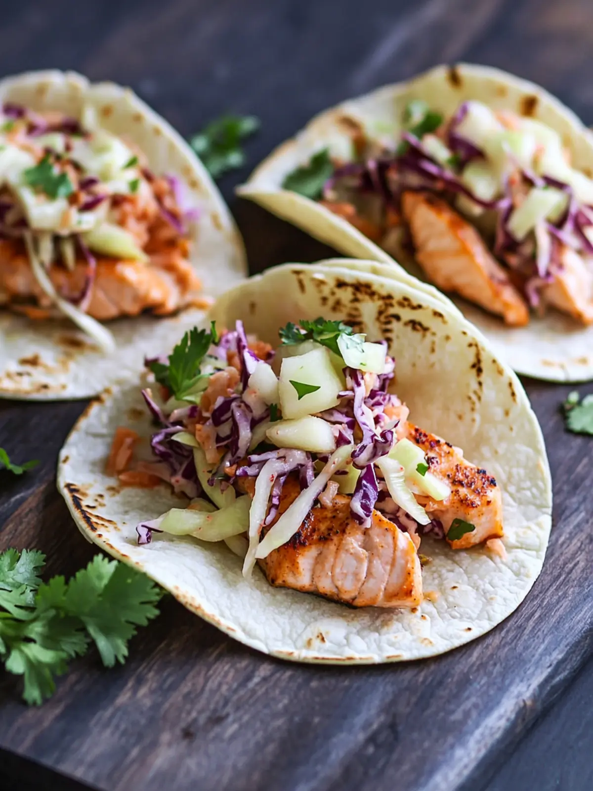 Savory Salmon Tacos with Crunchy Apple Cabbage Slaw Delight 5 Salmon Tacos with Apple Cabbage Slaw