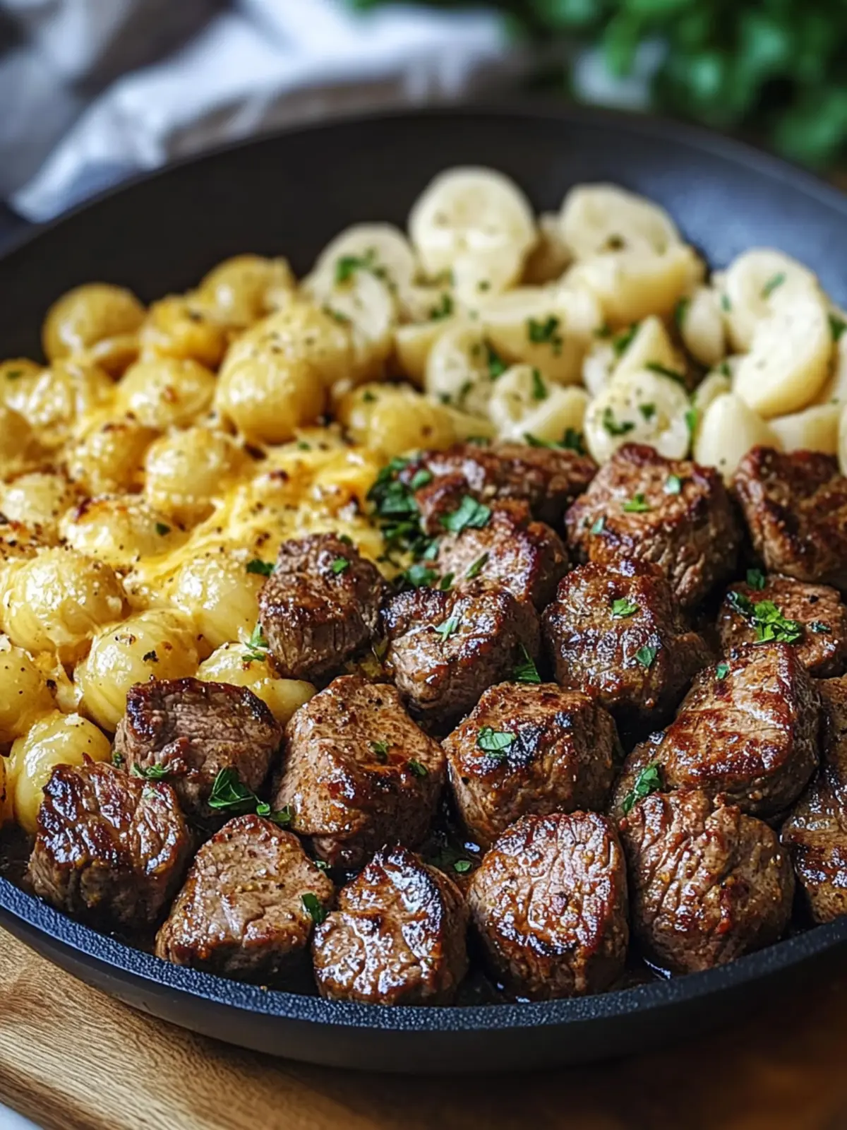 Cajun Steak Bites and Cheesy Garlic Shells Skillet Delight 4 Cajun Steak Bites and Cheesy Garlic Shells Skillet