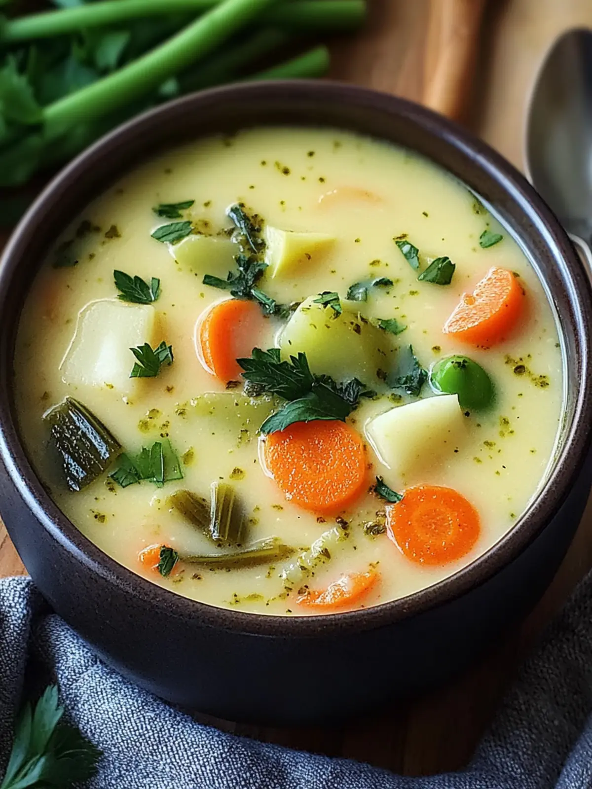 Cream of Vegetable Soup with a Zesty Green Chili Twist 2 Cream of Vegetable Soup with a Zesty Green Chili Twist