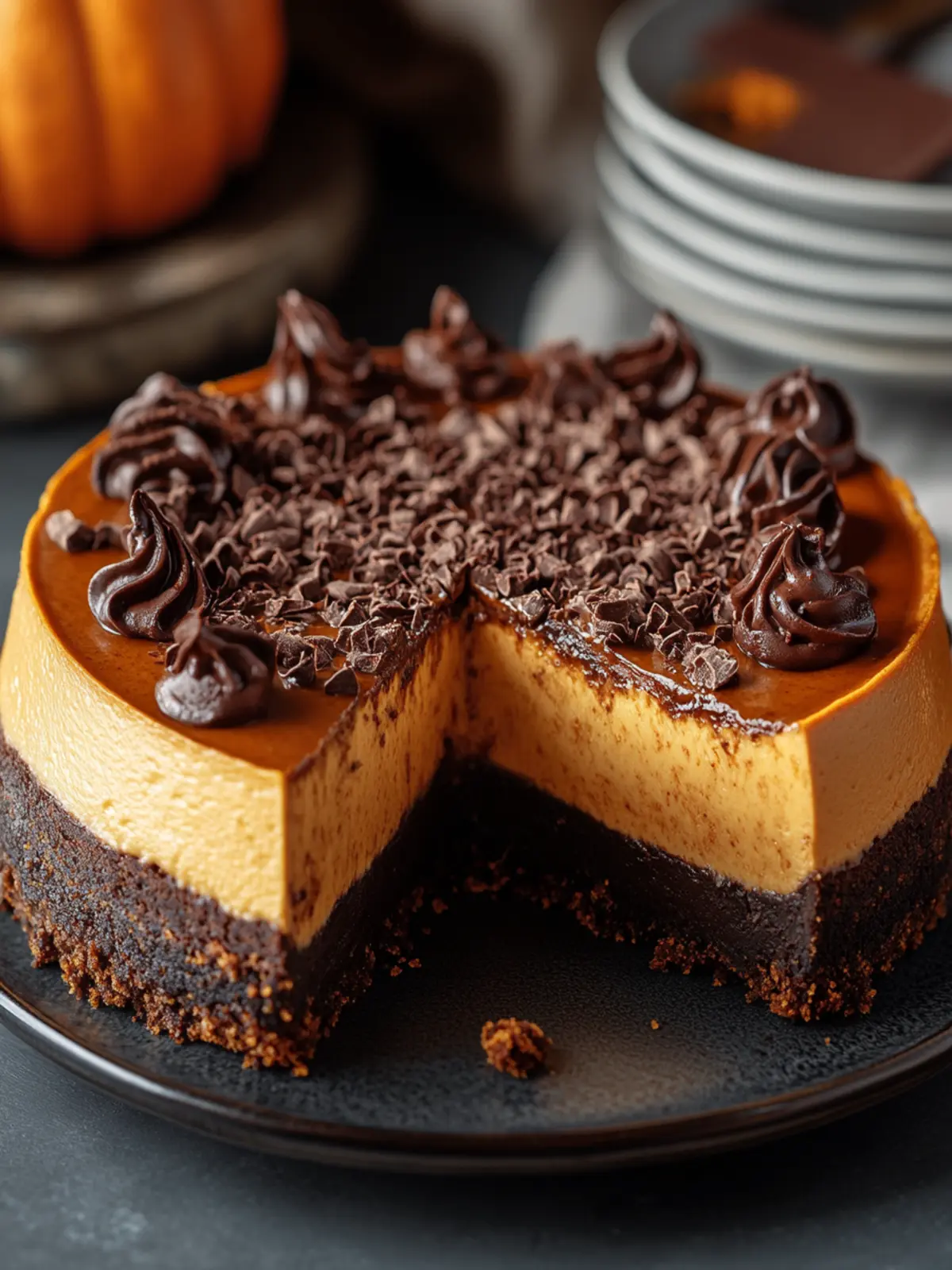 Decadent Chocolate Pumpkin Cheesecake for Cozy Fall Nights 5 Chocolate Pumpkin Cheesecake